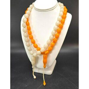 Vintage Orange & White Beaded Prayer Set HS194